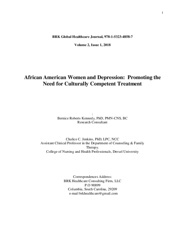 (PDF) African American Women and Depression: Promoting the Need for ...