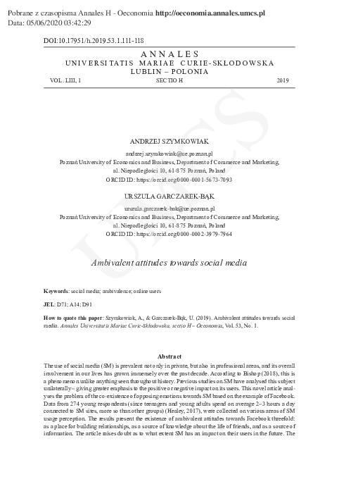 Ambivalent attitudes towards social media