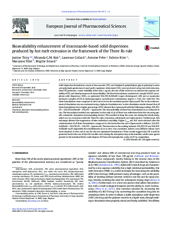 (PDF) Bioavailability enhancement of itraconazole-based solid ...