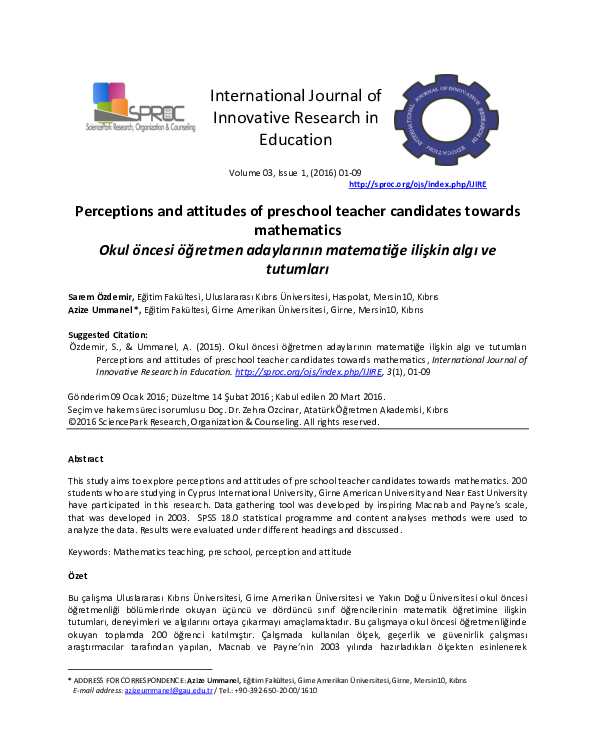 (PDF) Perceptions and attitudes of preschool teacher candidates towards ...