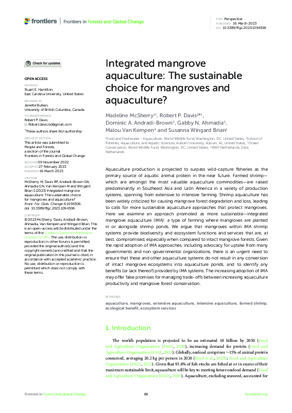 (PDF) Integrated mangrove aquaculture: The sustainable choice for ...
