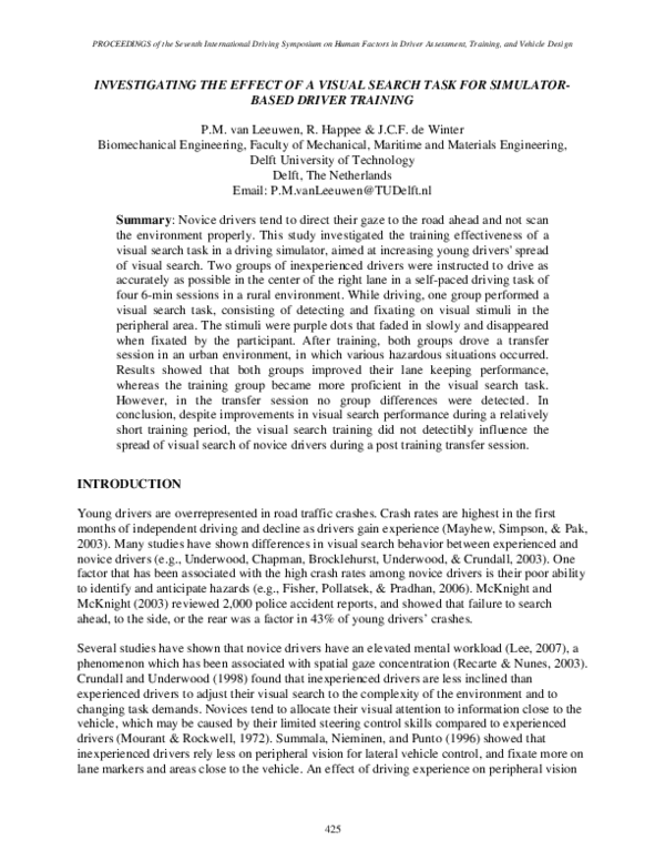 (PDF) Investigating the Effect of a Visual Search Task for Simulator ...