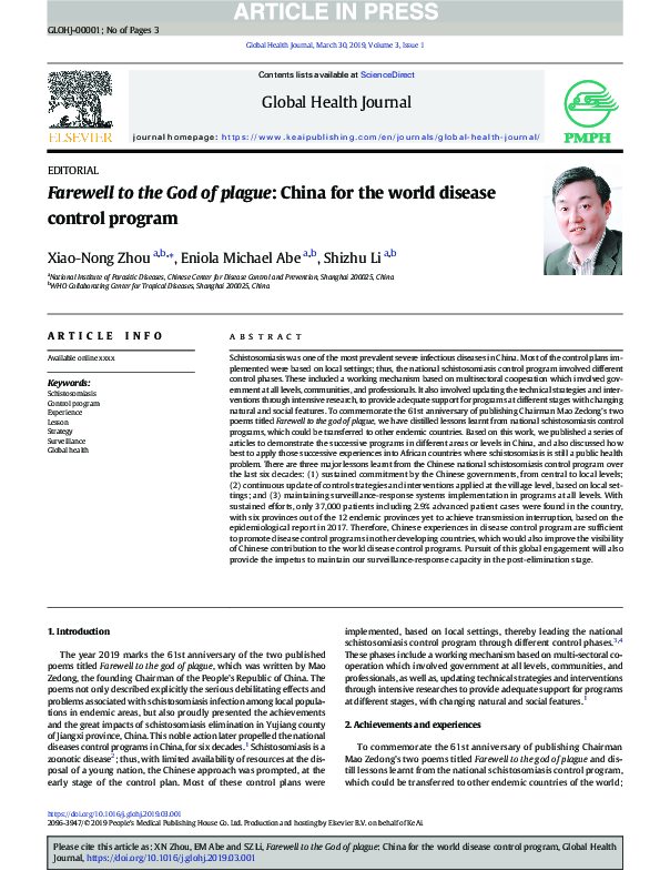 Image showcasing (PDF) Farewell to the God of plague: China for the world disease ...