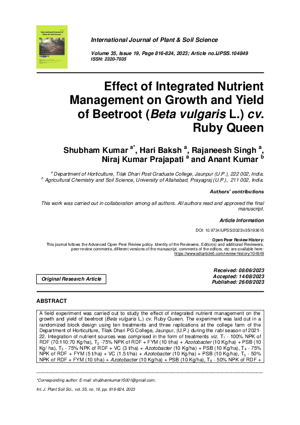 (PDF) Effect of Integrated Nutrient Management on Growth and Yield of ...