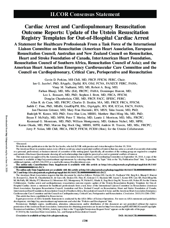 (PDF) Cardiac Arrest and Cardiopulmonary Resuscitation Outcome Reports ...