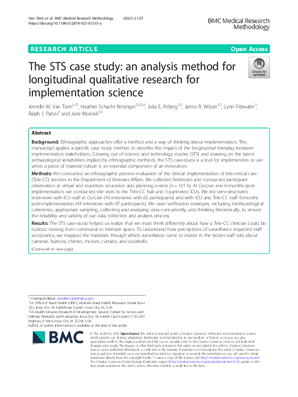 (PDF) The STS case study: an analysis method for longitudinal ...