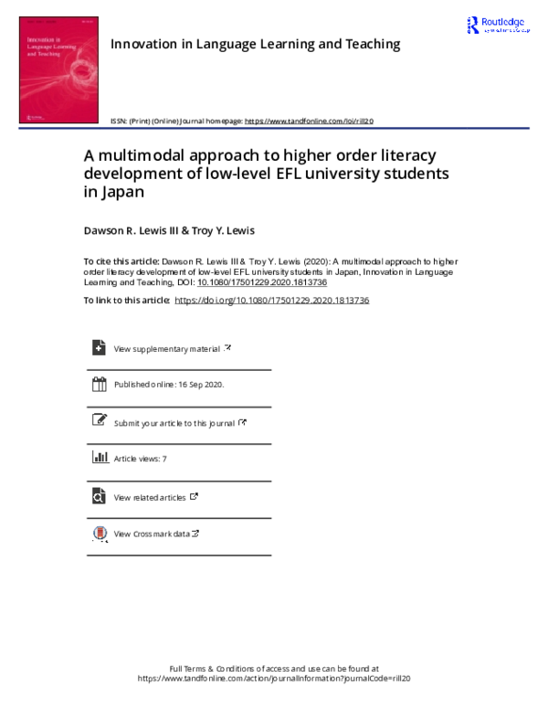 (PDF) A multimodal approach to higher order literacy development of low ...