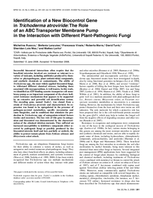 (PDF) Identification of a New Biocontrol Gene in Trichoderma atroviride ...