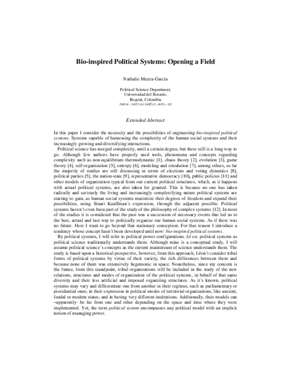 (PDF) Bio-inspired Political Systems
