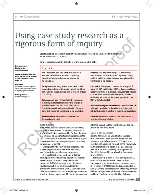 (PDF) Using case study research as a rigorous form of inquiry