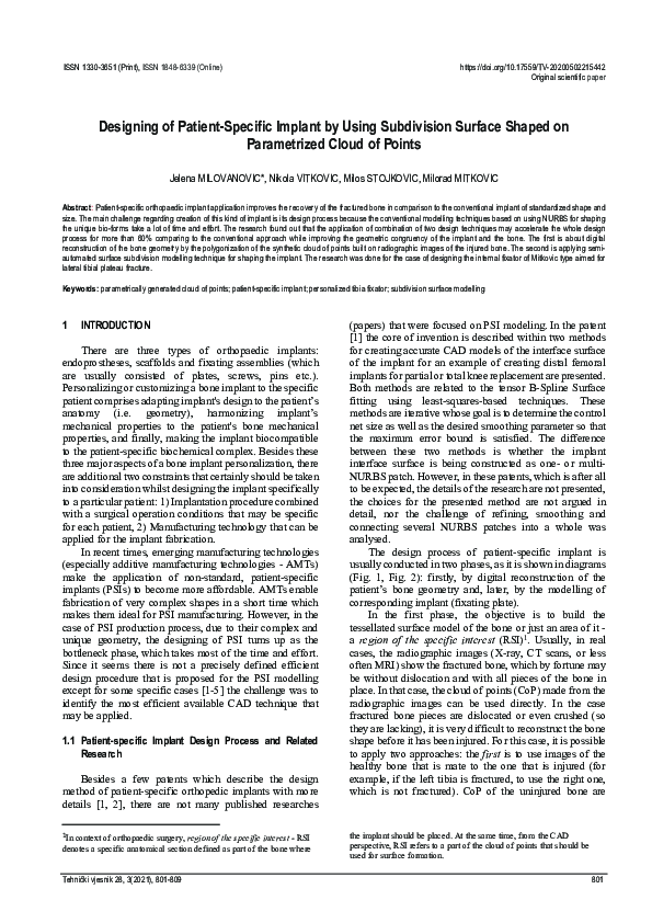 (PDF) Designing of Patient-Specific Implant by Using Subdivision ...
