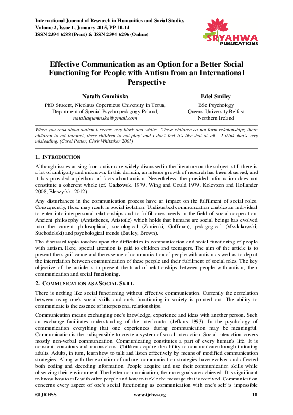 (PDF) Effective Communication as an Option for a Better Social ...
