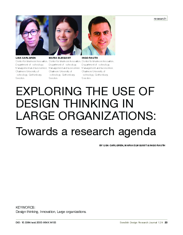 (PDF) Exploring the use of design thinking in large organizations ...