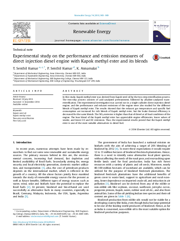 (PDF) Experimental study on performance and emissions of a high speed ...