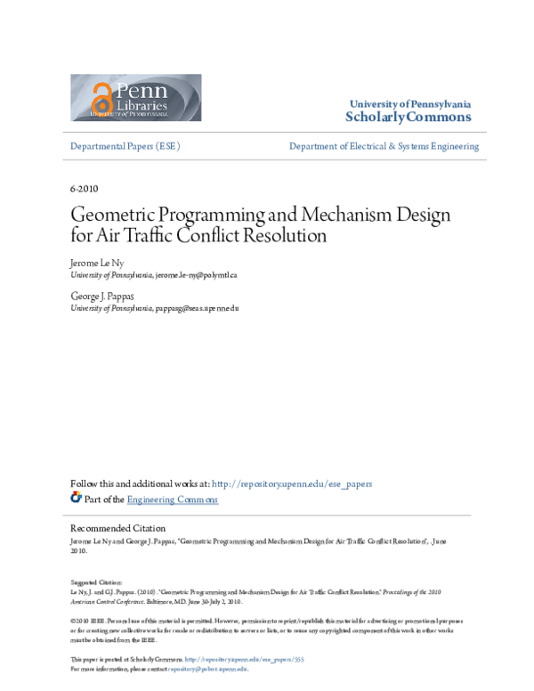 (PDF) Geometric programming and mechanism design for air traffic ...