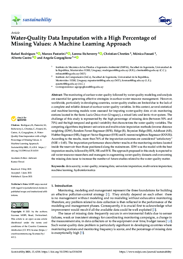 (PDF) Water-Quality Data Imputation with a High Percentage of Missing ...
