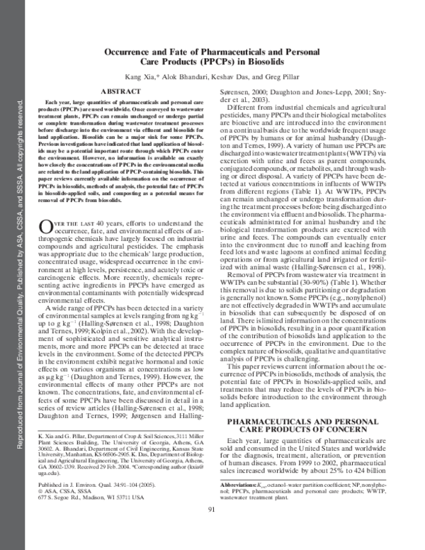 (PDF) Occurrence and Fate of Pharmaceuticals and Personal Care Products ...