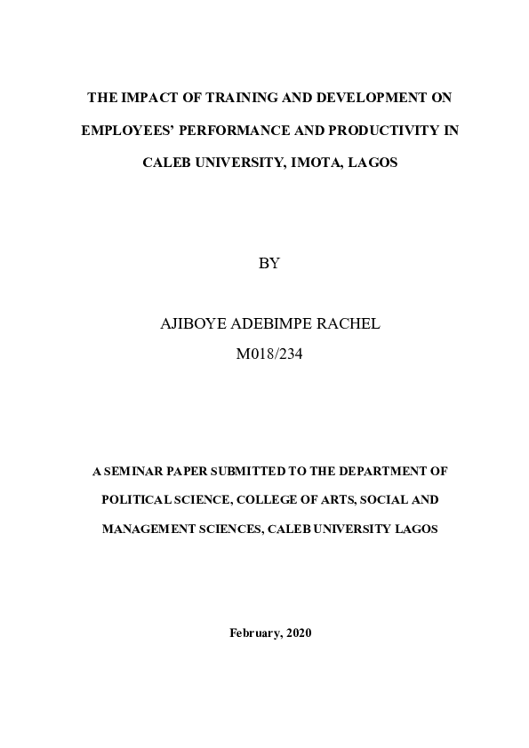 (DOC) THE IMPACT OF TRAINING AND DEVELOPMENT ON EMPLOYEES' PERFORMANCE ...