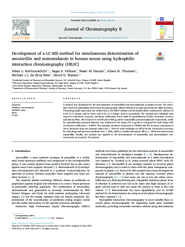 (PDF) Development of a LC-MS method for simultaneous determination of ...