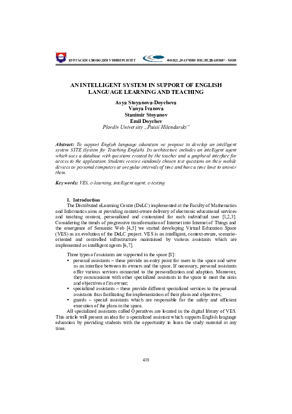 (PDF) An Intelligent System in Support of English Language Learning and ...