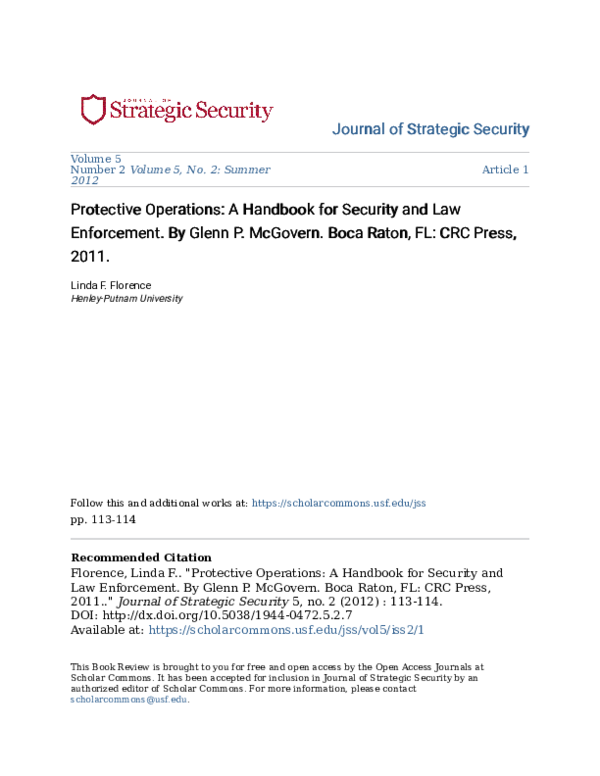 (PDF) Book Reviews - Protective Operations: A Handbook for Security and ...