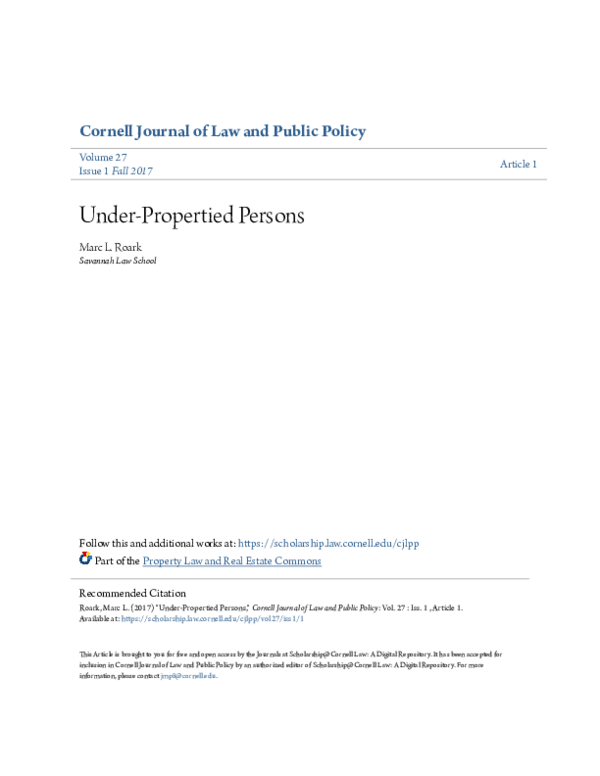 (PDF) Under-Propertied Persons