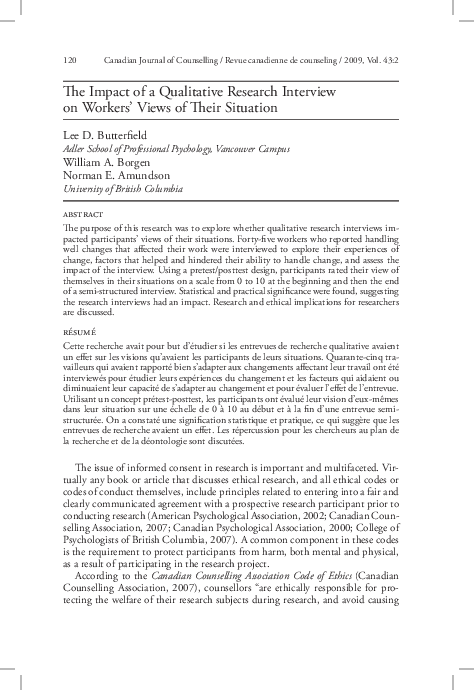 (PDF) The Impact of a Qualitative Research Interview on Workers’ Views ...