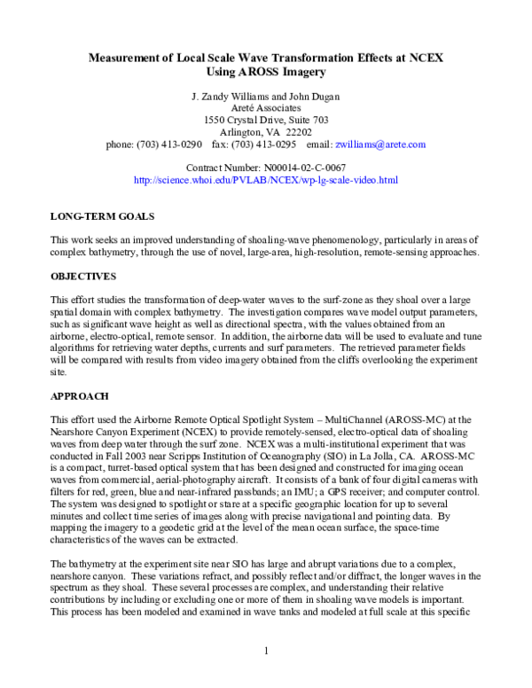(PDF) Measurement of Local Scale Wave Transformation Effects at NCEX ...