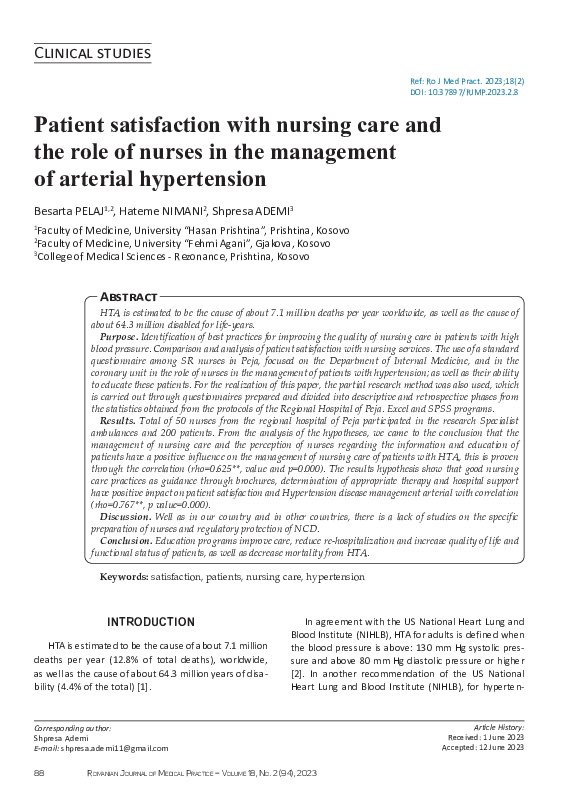 (PDF) Patient satisfaction with nursing care and the role of nurses in ...