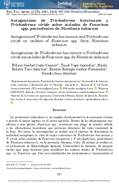 (PDF) Antagonism of Trichoderma harzianum and Trichoderma viride on ...