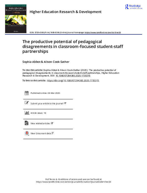 (PDF) The productive potential of pedagogical disagreements in ...