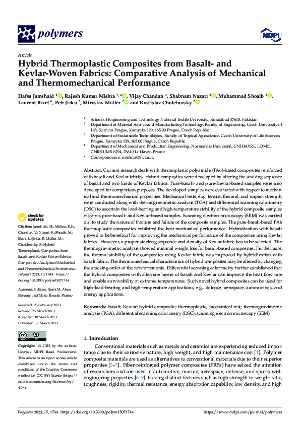 (PDF) Hybrid Thermoplastic Composites from Basalt- and Kevlar-Woven ...