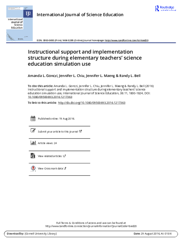 (PDF) Instructional support and implementation structure during ...