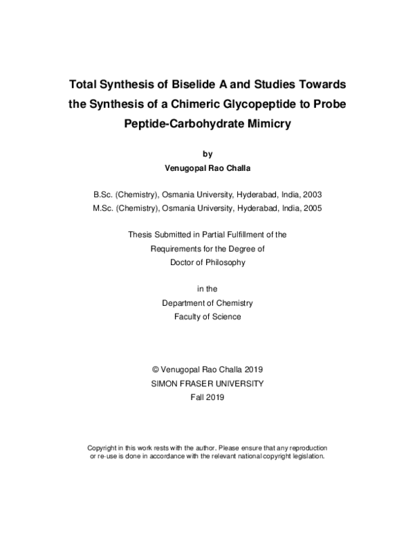 (PDF) Total synthesis of biselide A and studies towards the synthesis ...