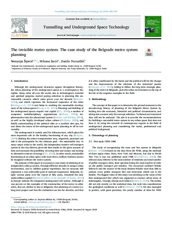 (PDF) The invisible metro system: The case study of the Belgrade metro ...
