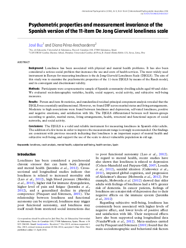 (PDF) Psychometric properties and measurement invariance of the 7-item ...