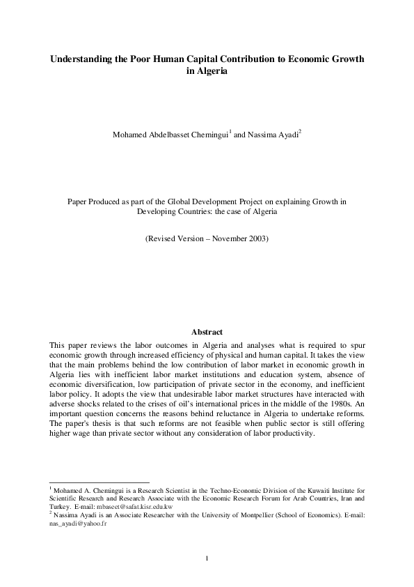 (PDF) Understanding the Poor Human Capital Contribution to Economic ...