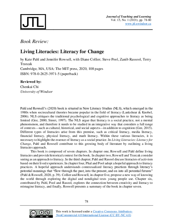 (PDF) Living Literacies: Literacy for social change