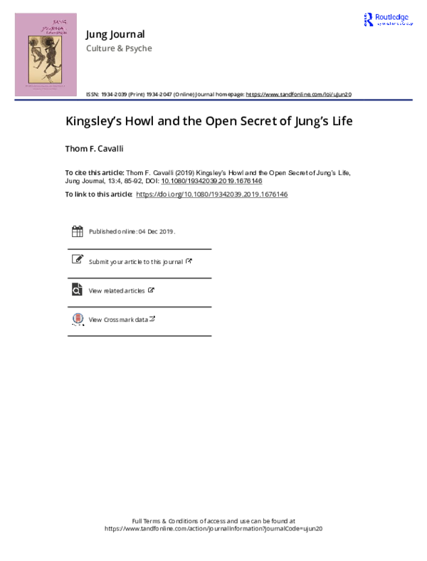 (PDF) Kingsley’s Howl and the Open Secret of Jung’s Life