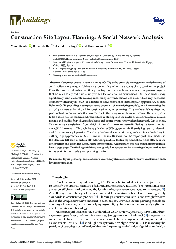 (PDF) Construction Site Layout Planning: A Social Network Analysis