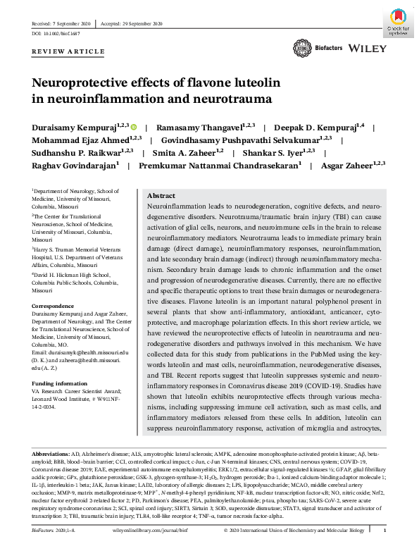 (PDF) Neuroprotective effects of flavone luteolin in neuroinflammation ...