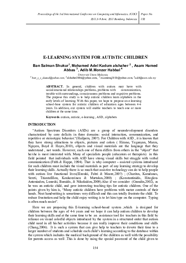 (PDF) E-learning system for autistic children