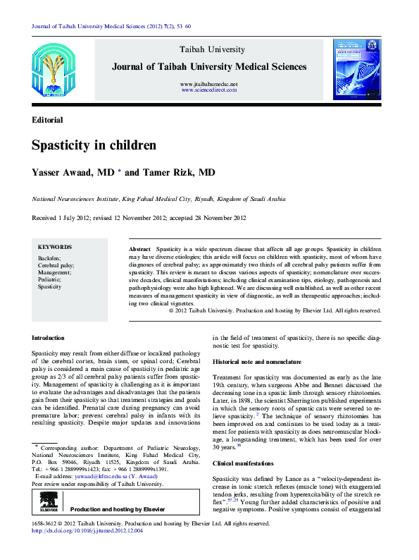 (PDF) Spasticity in children
