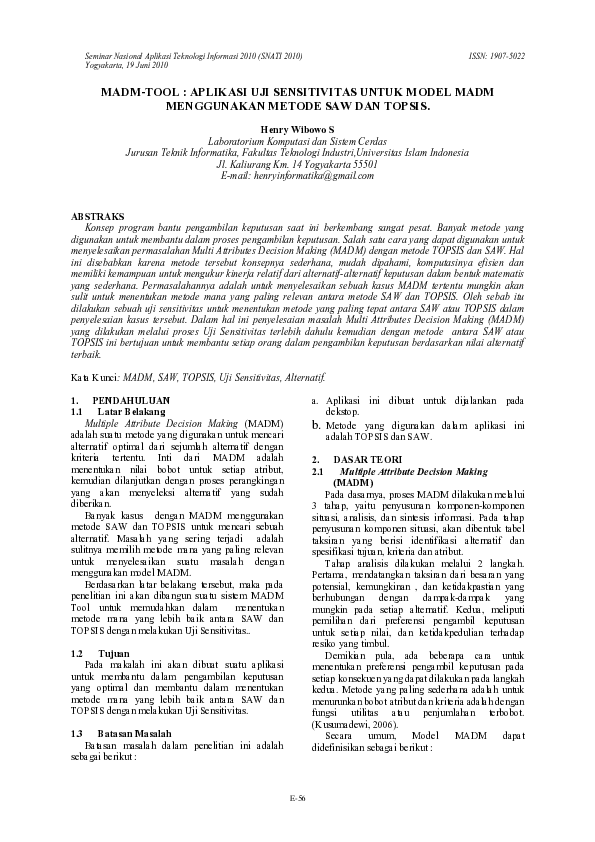 (PDF) Madm-Tool : Aplikasi Uji Sensitivitas Untuk Model Madm ...