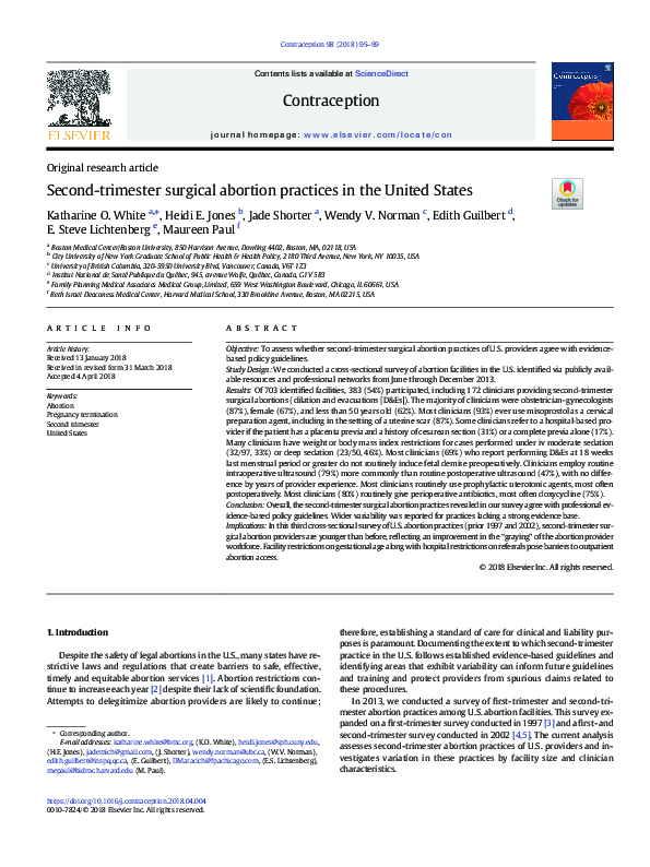 (PDF) Second-trimester surgical abortion practices in the United States