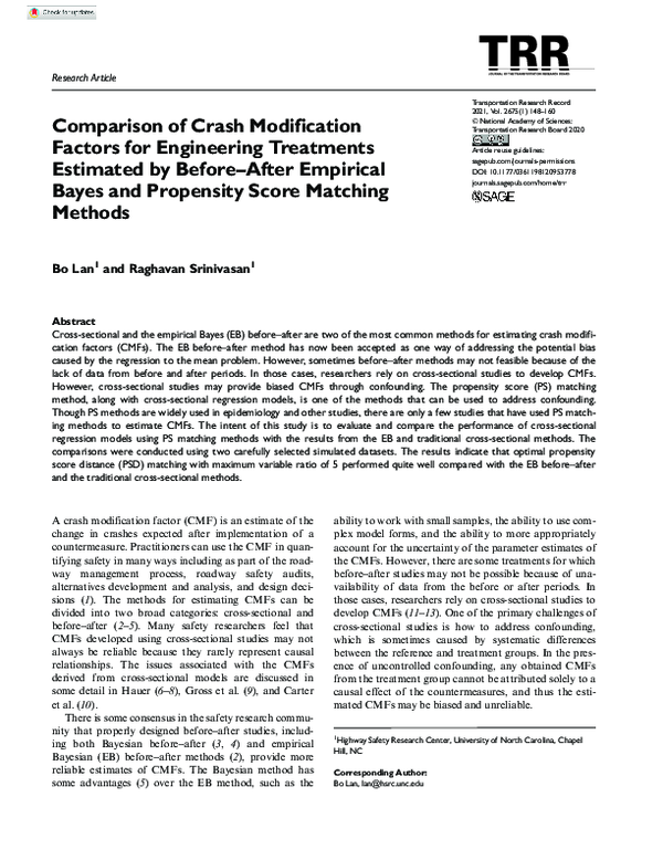 (PDF) Comparison of Crash Modification Factors for Engineering ...