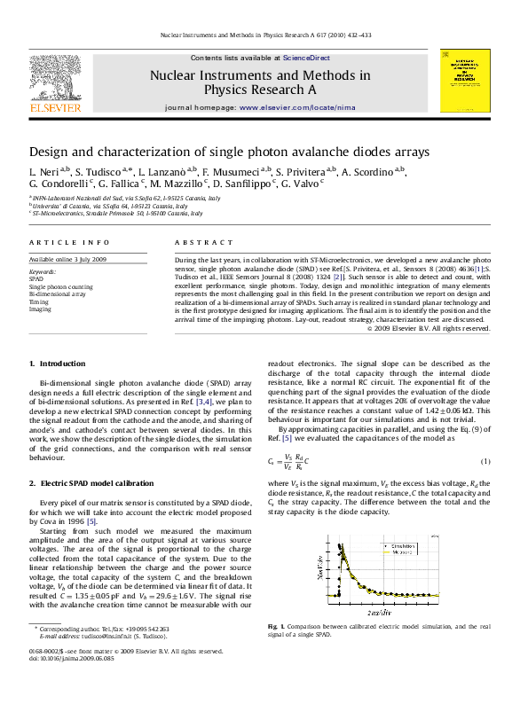 (PDF) Design and characterization of single photon avalanche diodes arrays