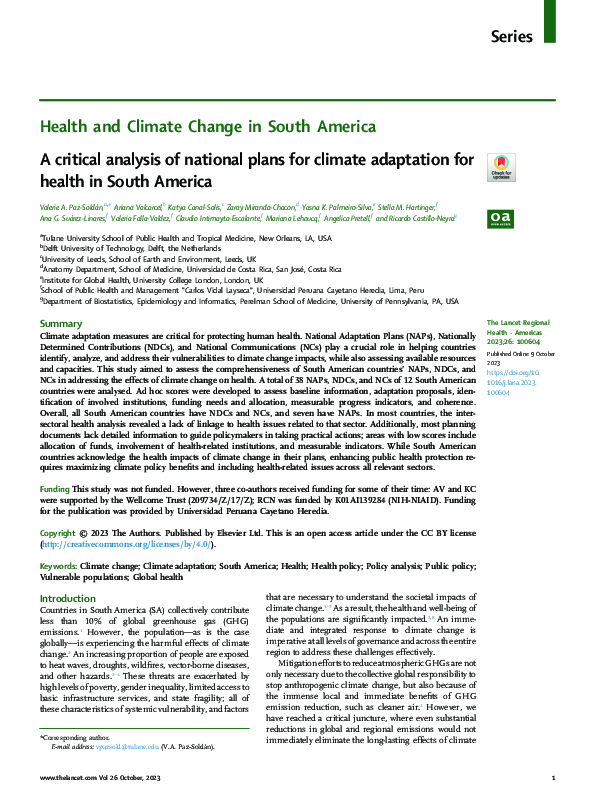 (PDF) A critical analysis of national plans for climate adaptation for ...