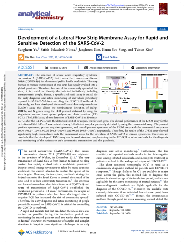 (PDF) Development of a Lateral Flow Strip Membrane Assay for Rapid and ...