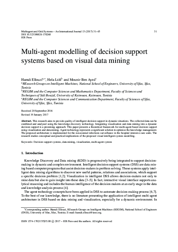 (PDF) Multi-agent modelling of decision support systems based on visual ...